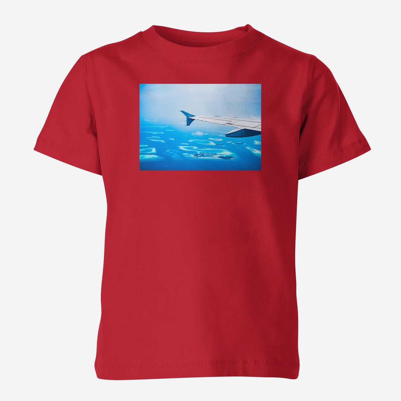 Outstanding View Through Airplane Wing Designed Children T-Shirts