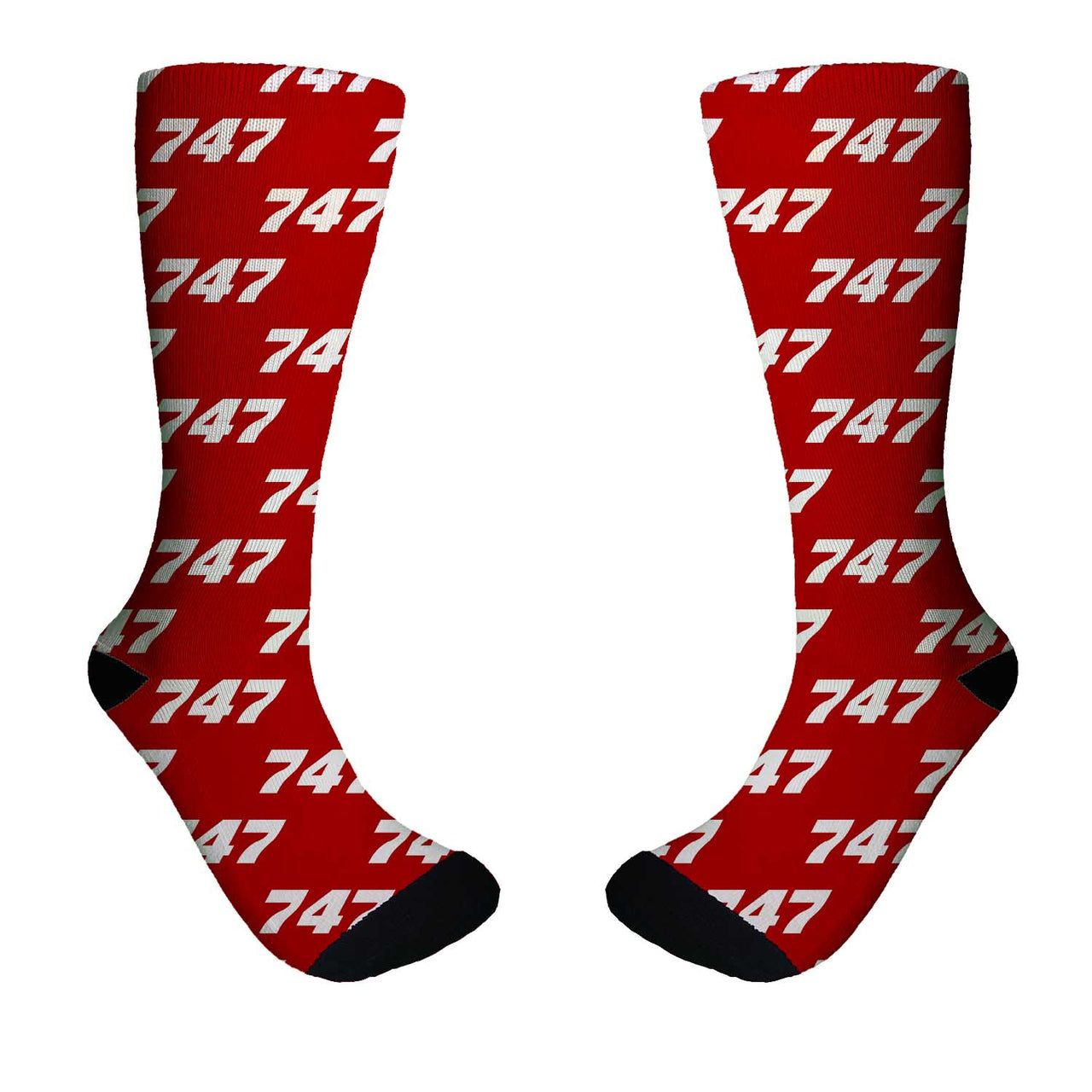 747 Flat Text Designed Socks