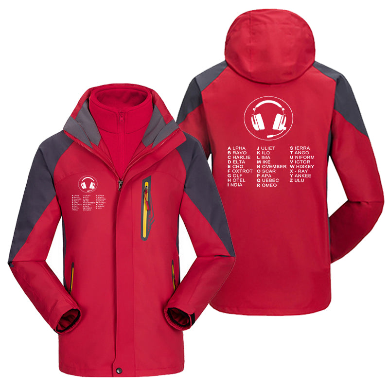 Aviation Alphabet 3 Designed Thick Skiing Jackets