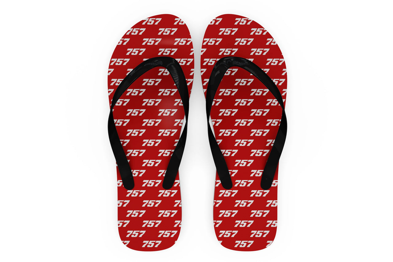 757 Flat Text Designed Slippers (Flip Flops)