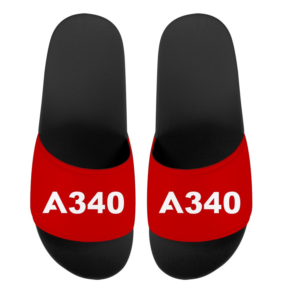 A340 Flat Text Designed Sport Slippers