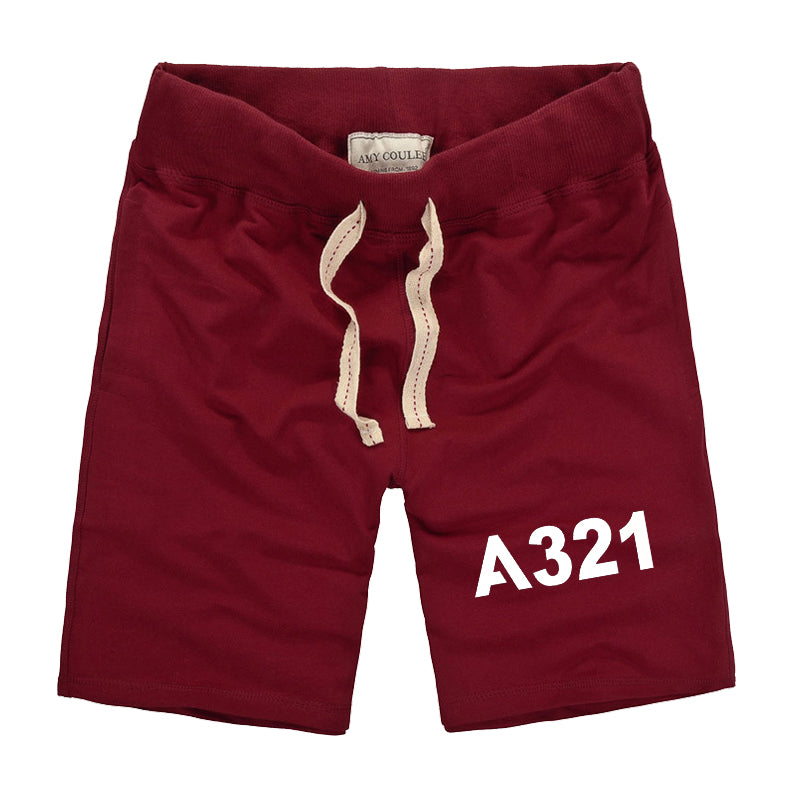 A321 Flat Text Designed Cotton Shorts