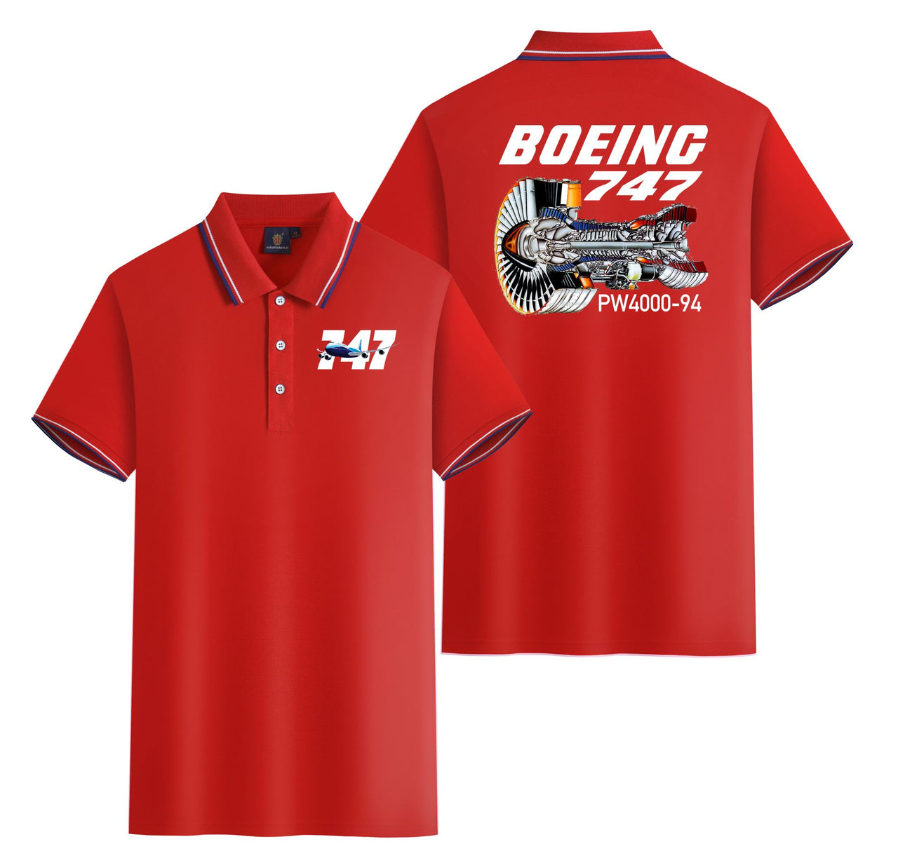 Boeing 747 & PW4000-94 Engine Designed Stylish Polo T-Shirts (Double-Side)