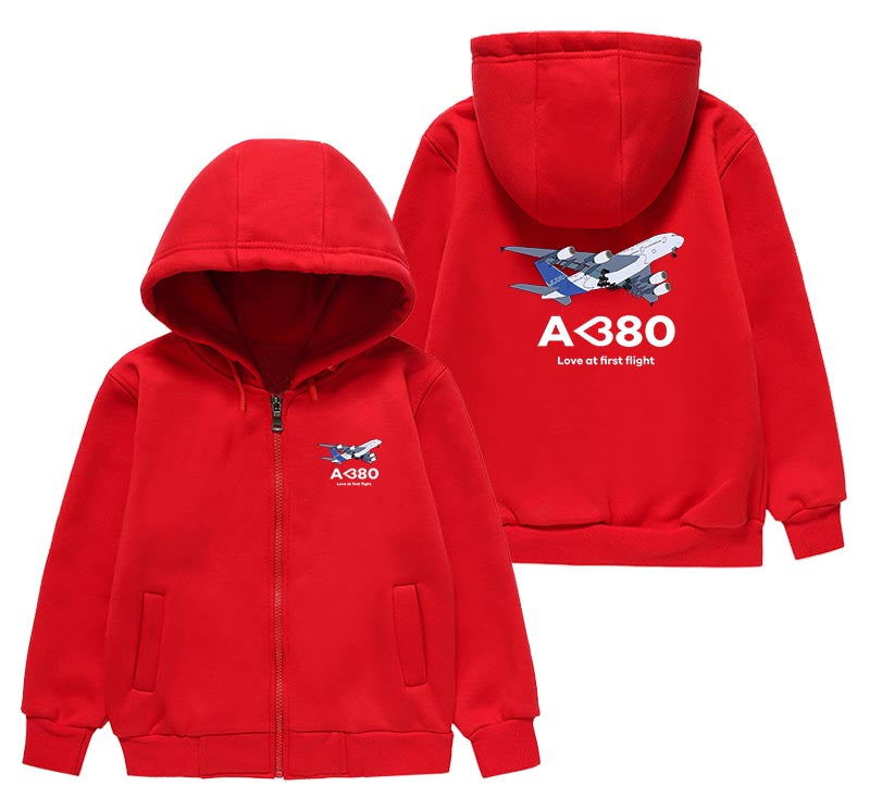 Airbus A380 Love at first flight Designed "CHILDREN" Zipped Hoodies