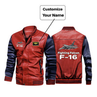 Thumbnail for The Fighting Falcon F16 Designed Stylish Leather Bomber Jackets