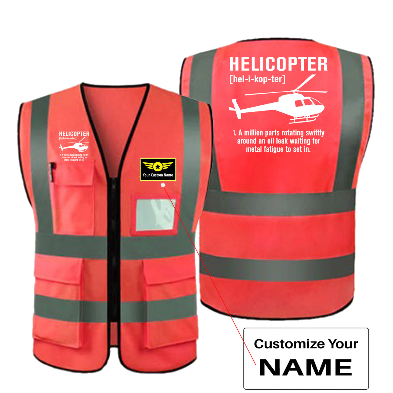 Helicopter [Noun] Designed Reflective Vests