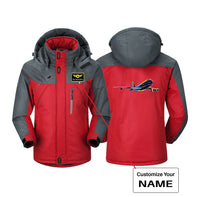 Thumbnail for Multicolor Airplane Designed Thick Winter Jackets