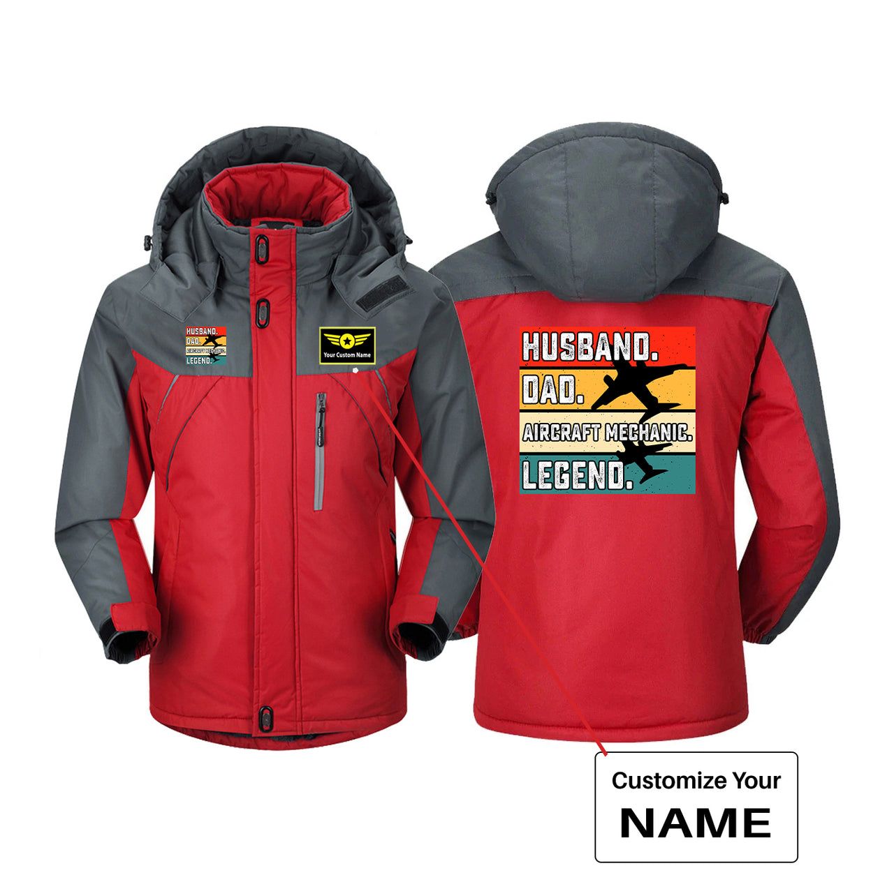 Husband & Dad & Aircraft Mechanic & Legend Designed Thick Winter Jackets