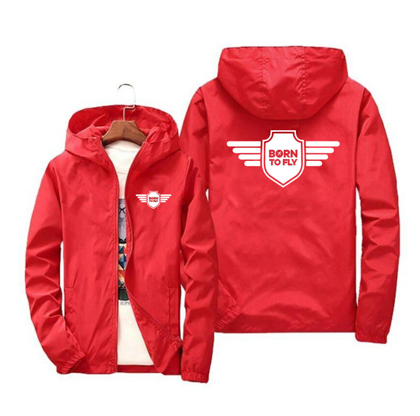 Born To Fly & Badge Designed Thin Windbreaker Jackets