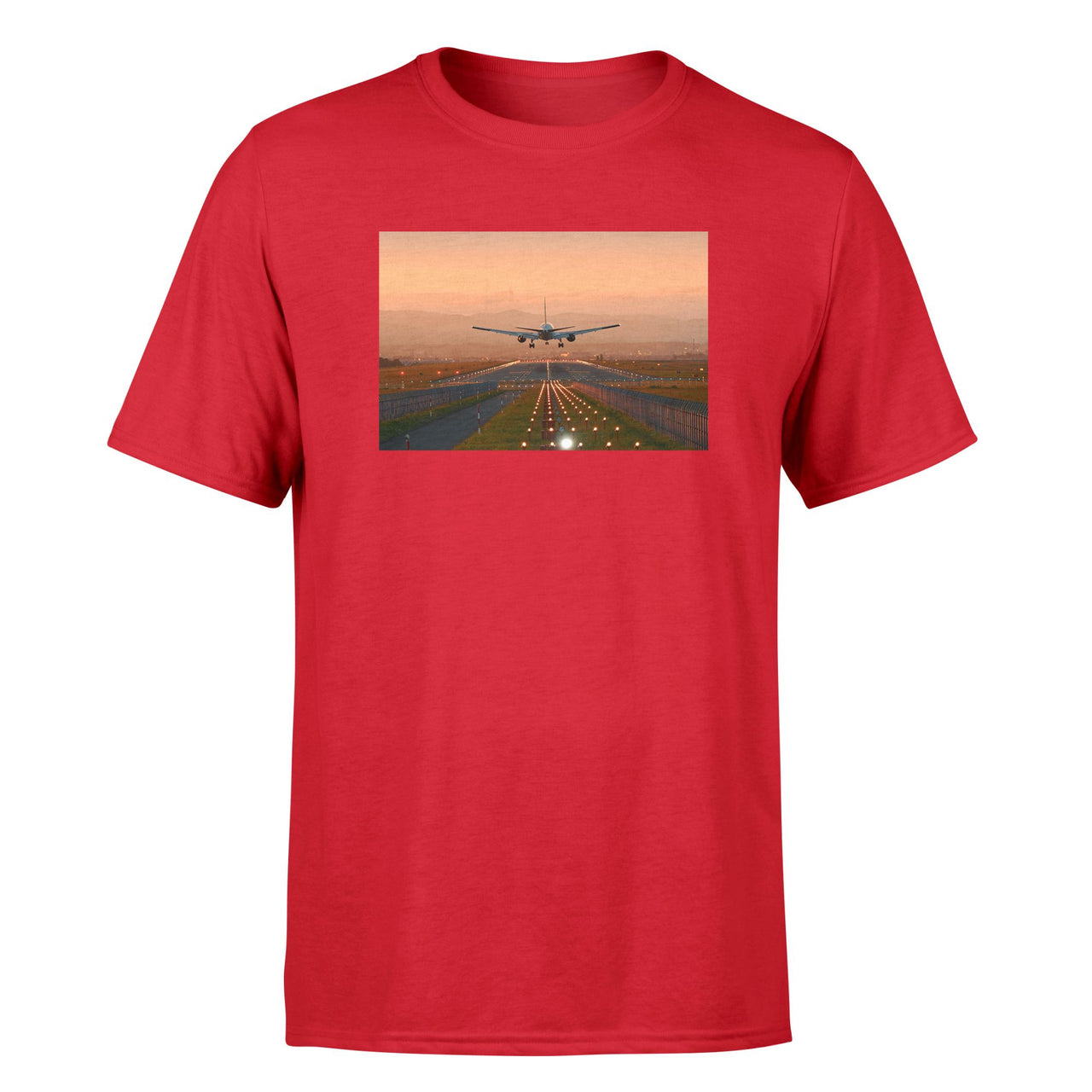 Super Cool Landing During Sunset Designed T-Shirts