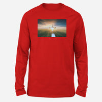 Thumbnail for Airplane Flying Over Runway Designed Long-Sleeve T-Shirts