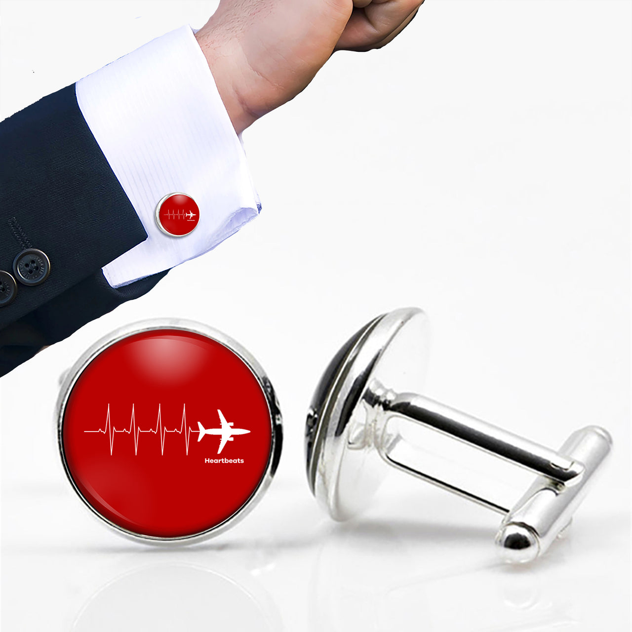 Aviation Heartbeats Designed Cuff Links