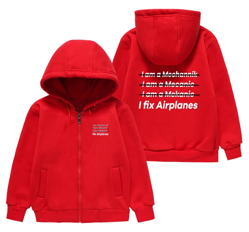 I Fix Airplanes Designed "CHILDREN" Zipped Hoodies