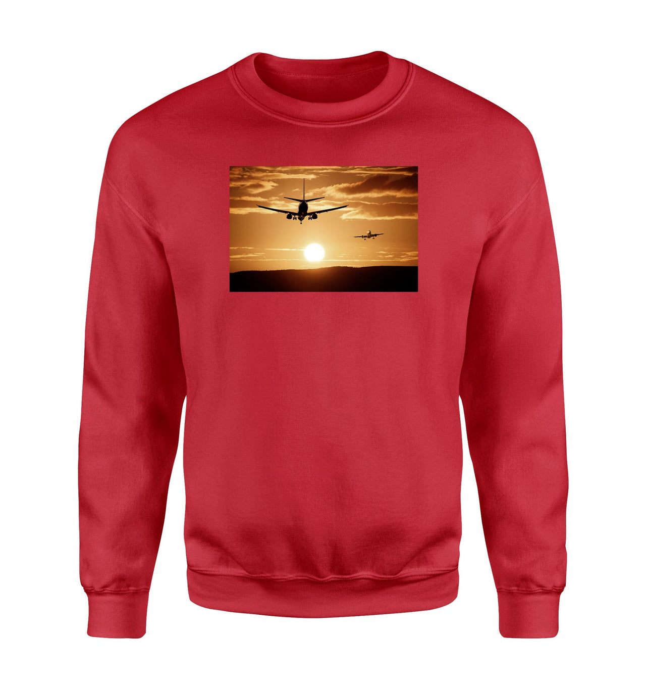 Two Aeroplanes During Sunset Designed Sweatshirts