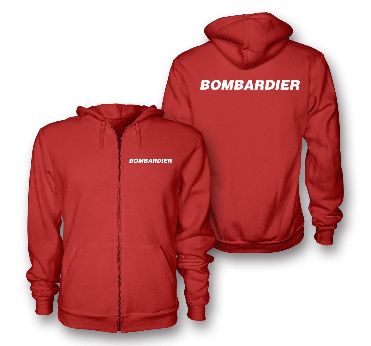 Bombardier & Text Designed Zipped Hoodies