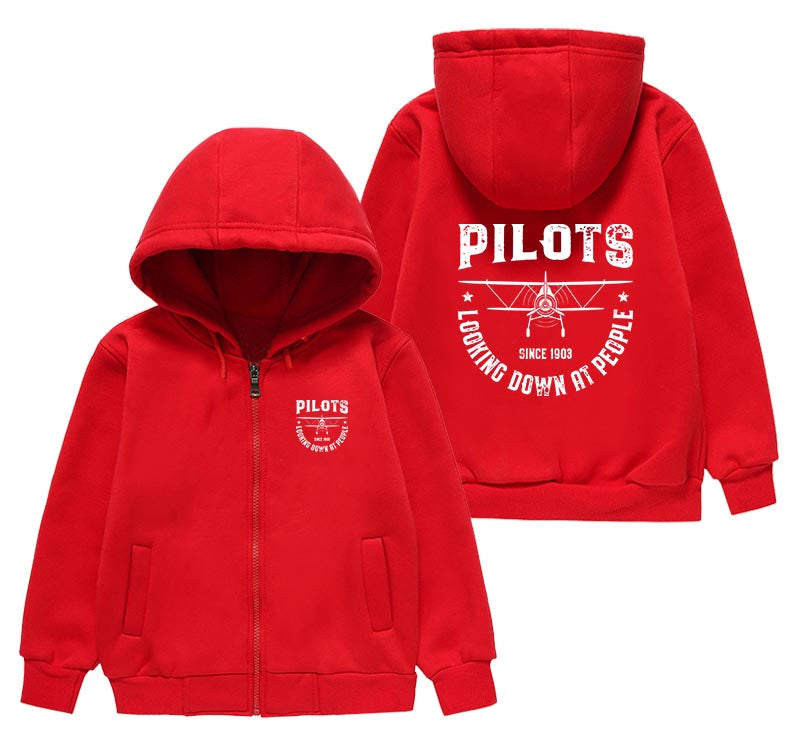 Pilots Looking Down at People Since 1903 Designed "CHILDREN" Zipped Hoodies