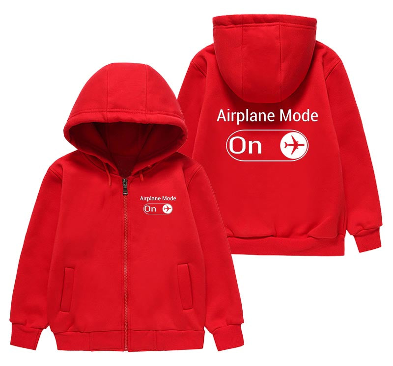 Airplane Mode On Designed "CHILDREN" Zipped Hoodies