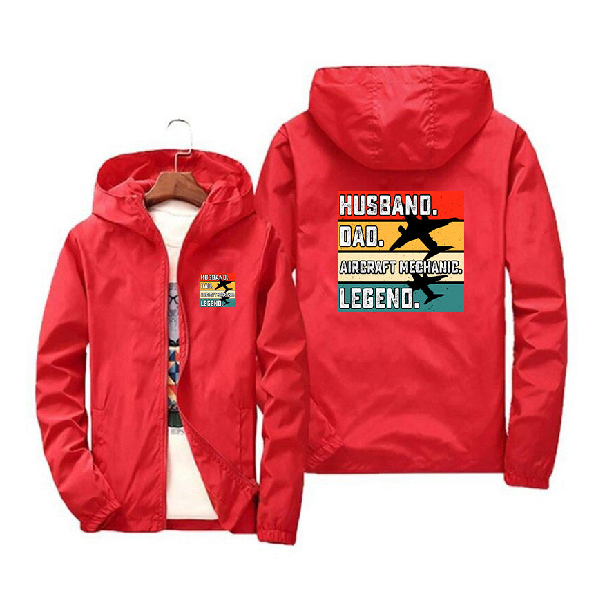 Husband & Dad & Aircraft Mechanic & Legend Designed Thin Windbreaker Jackets