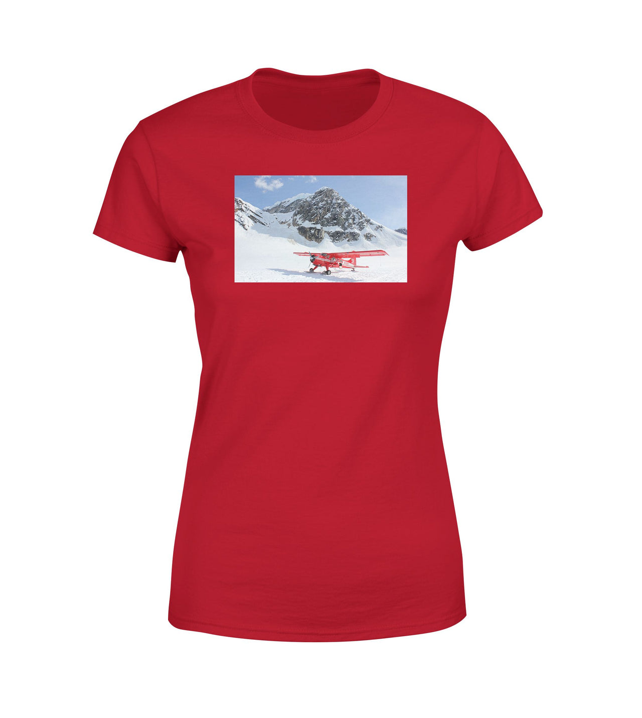 Amazing Snow Airplane Designed Women T-Shirts