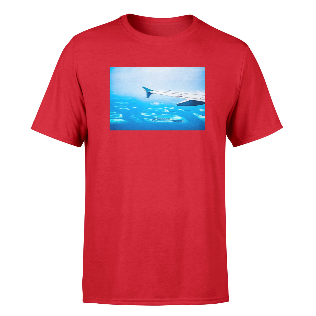 Outstanding View Through Airplane Wing Designed T-Shirts