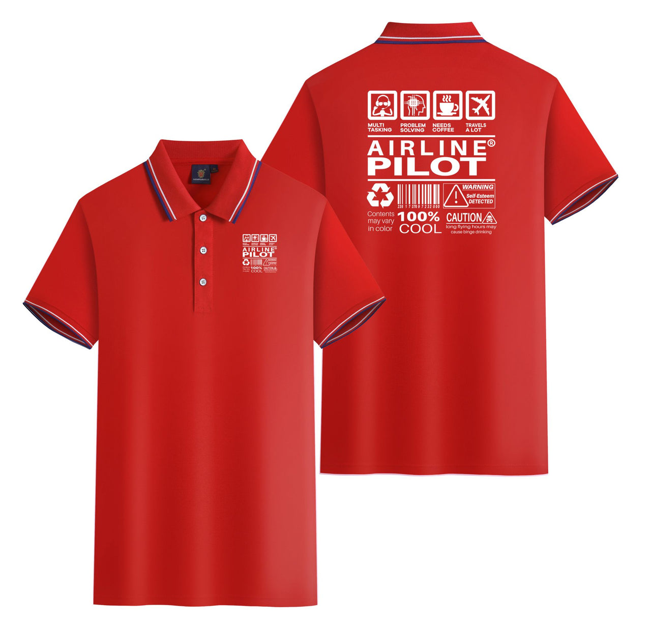 Airline Pilot Label Designed Stylish Polo T-Shirts (Double-Side)