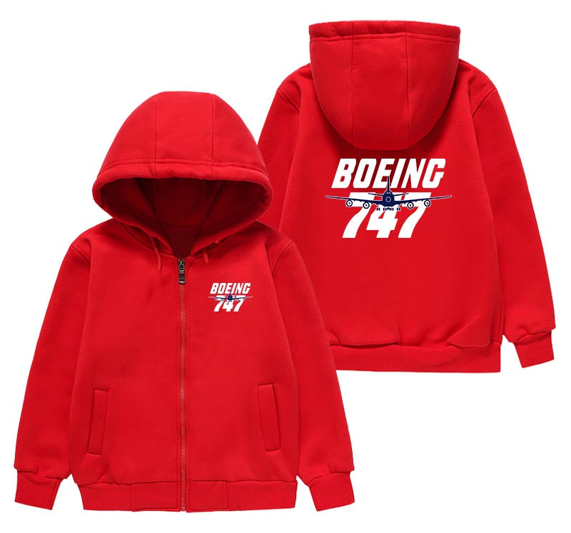 Amazing Boeing 747 Designed "CHILDREN" Zipped Hoodies