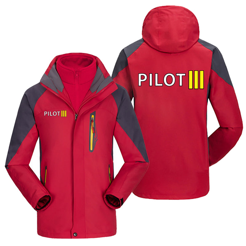 Pilot & Stripes (3 Lines) Designed Thick Skiing Jackets