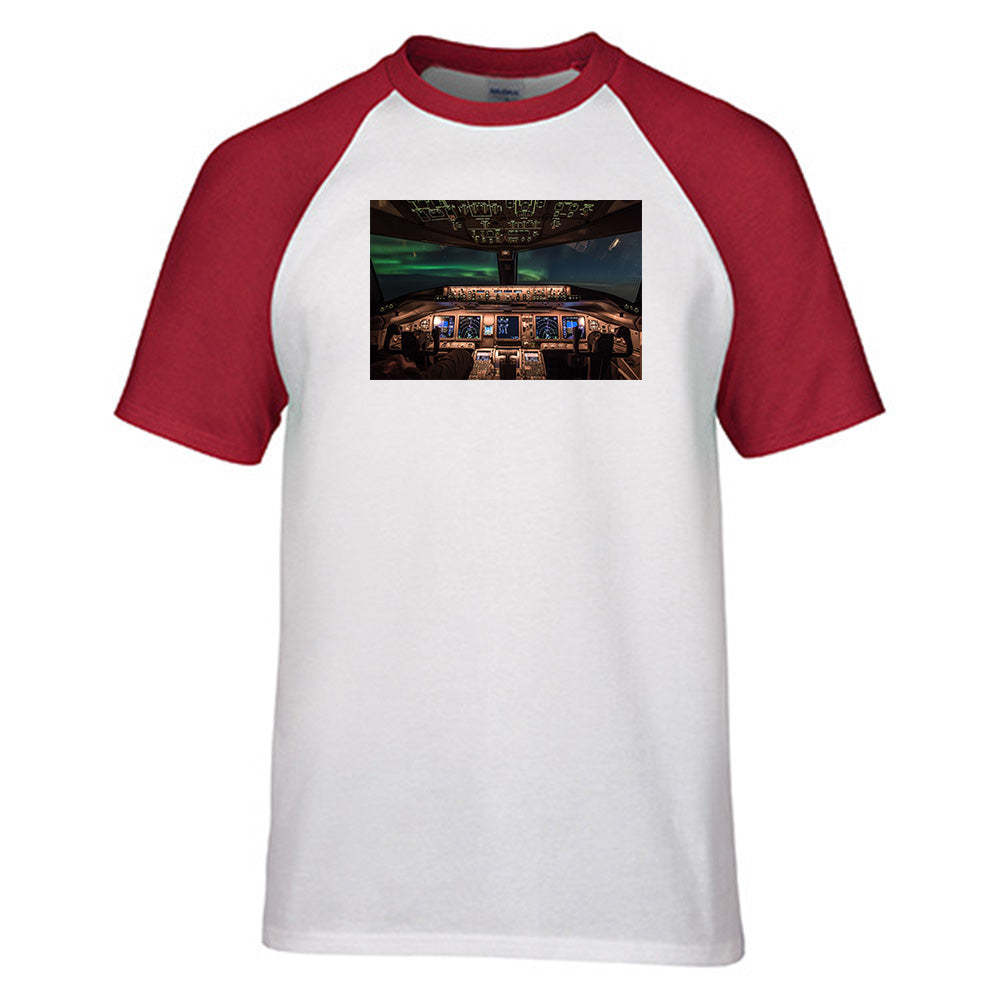 Boeing 777 Cockpit Designed Raglan T-Shirts