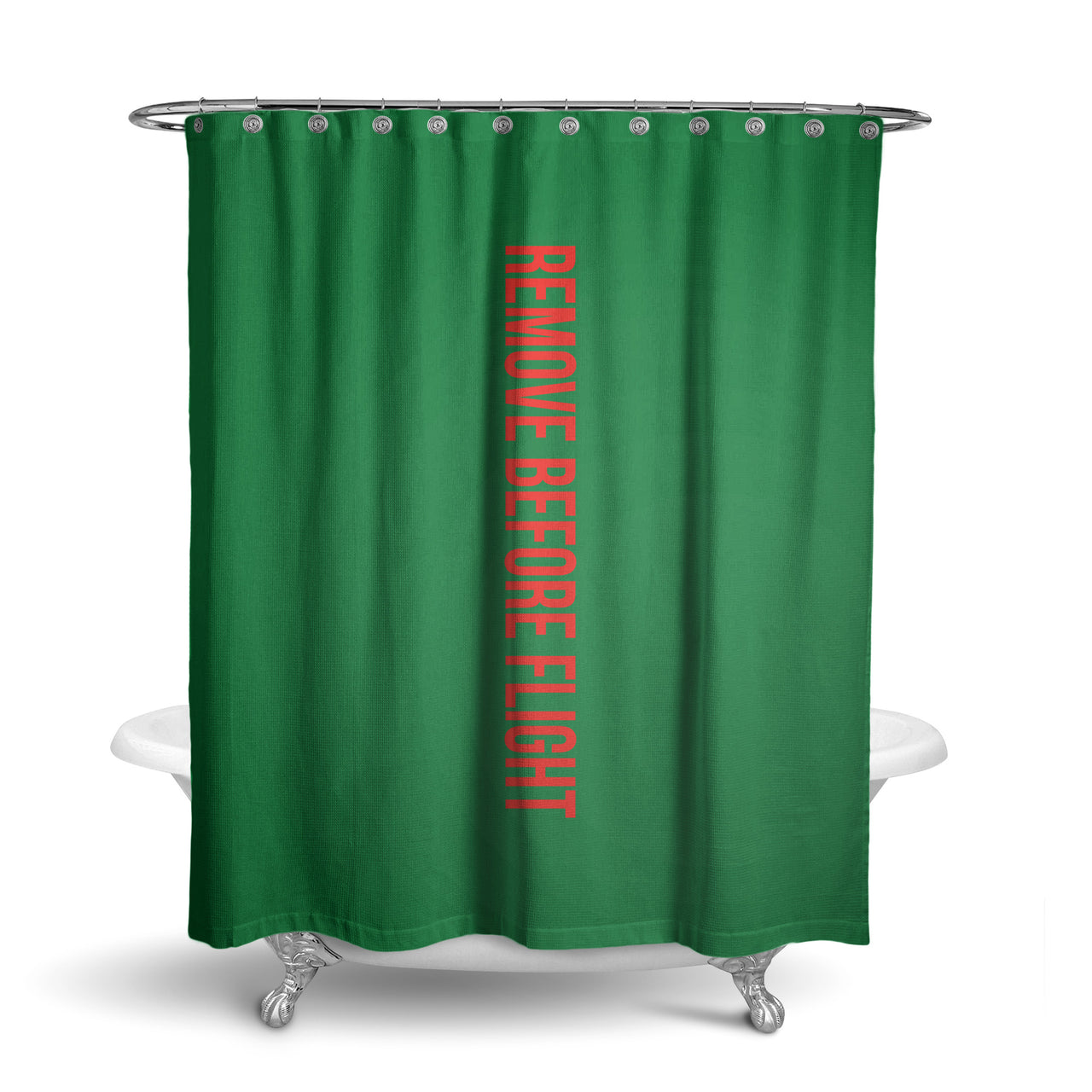 Remove Before Flight 2 Designed Shower Curtains