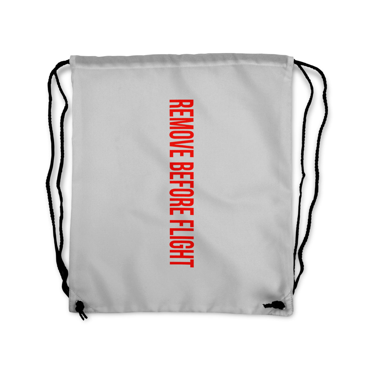 Remove Before Flight 2 Designed Drawstring Bags