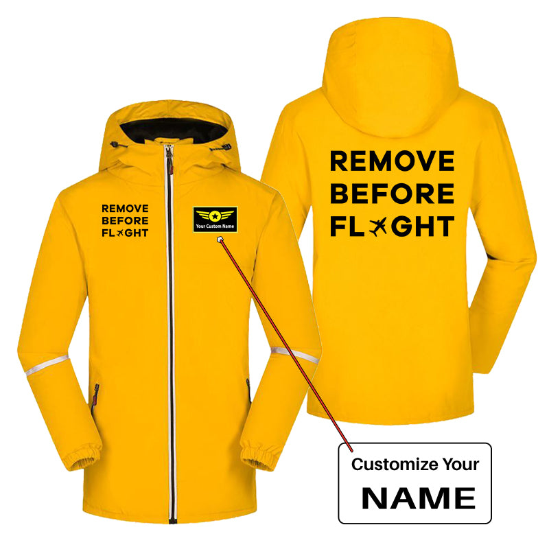 Remove Before Flight Designed Rain Coats & Jackets