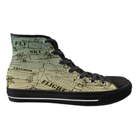 Thumbnail for Retro Airplanes & Text Designed Long Canvas Shoes (Men)