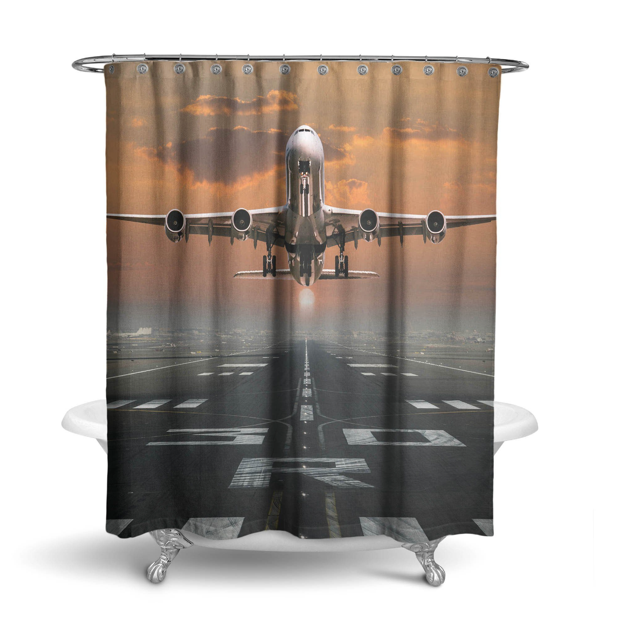 Aircraft Departing from RW30 Shower Curtains