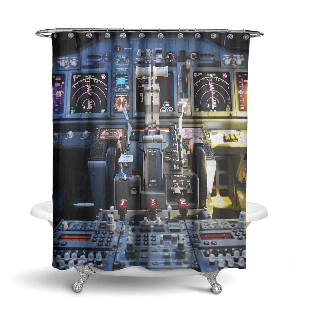 Boeing 737 Cockpit Printed Shower Curtains