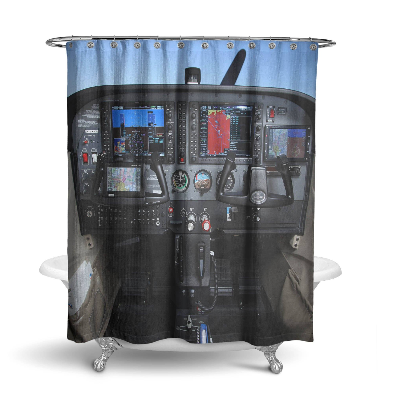 Cessna 172 Cockpit Printed Shower Curtains