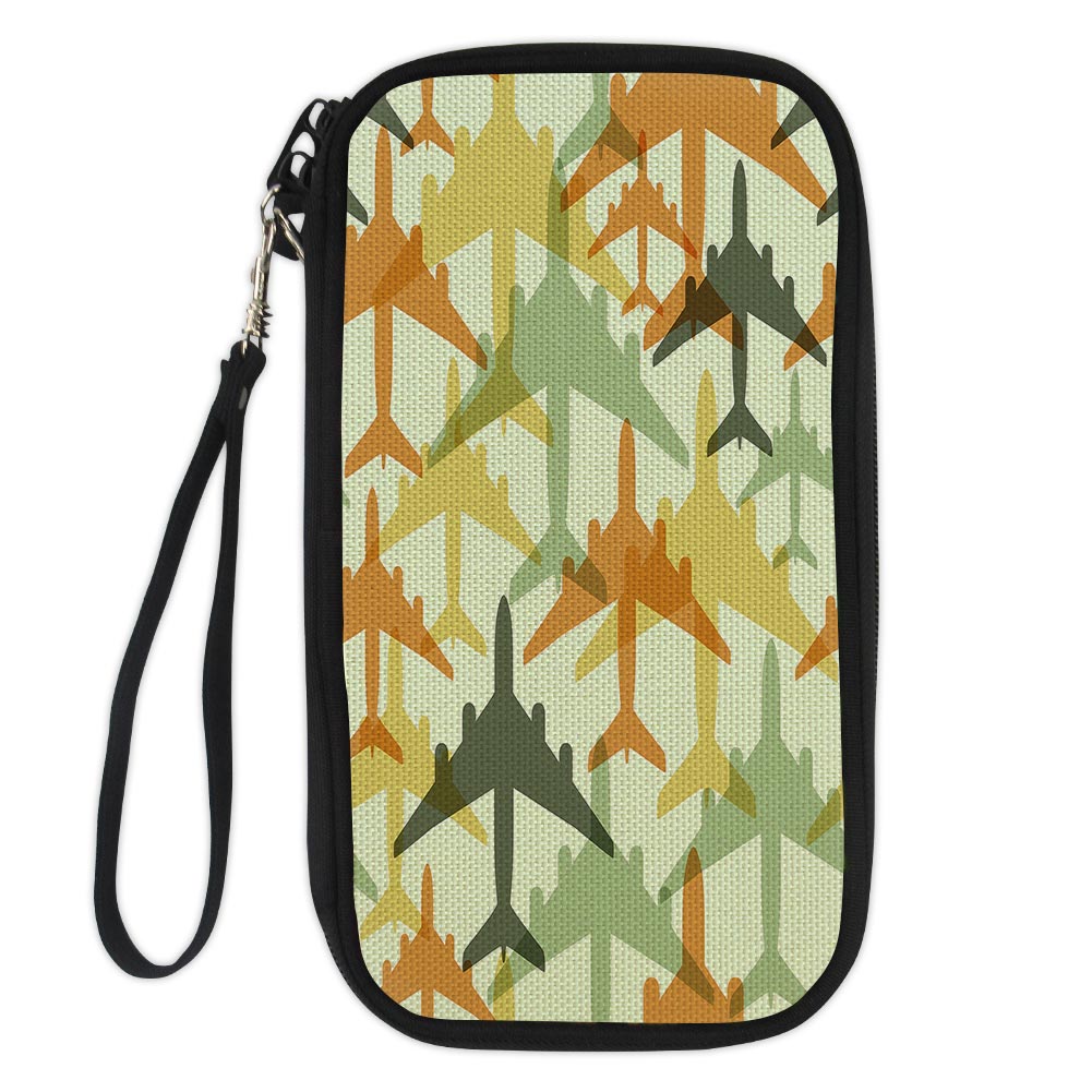 Seamless Colourful Airplanes Designed Travel Cases & Wallets