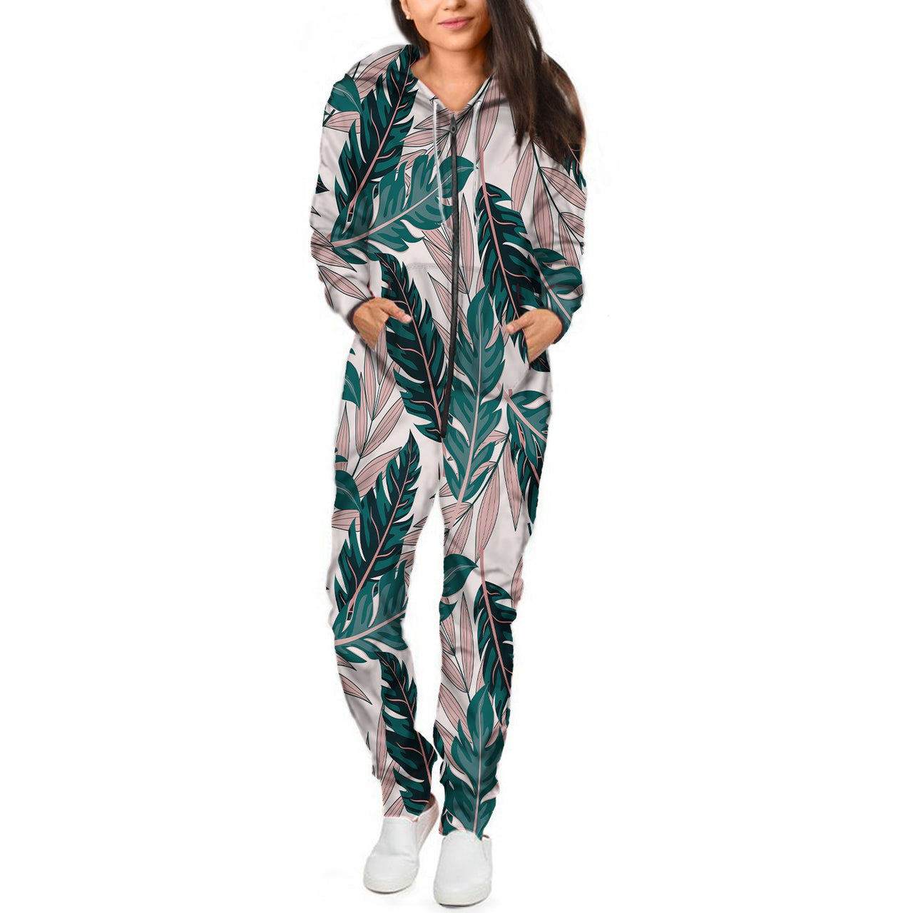 Seamless Palm Leafs Designed Jumpsuit for Men & Women