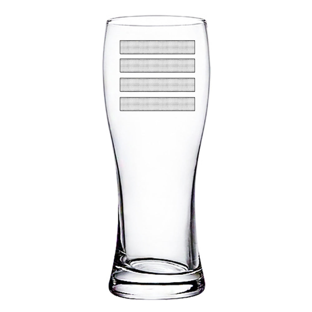 Silver Pilot Epaulettes (4 Lines) Designed Pilsner Beer Glasses