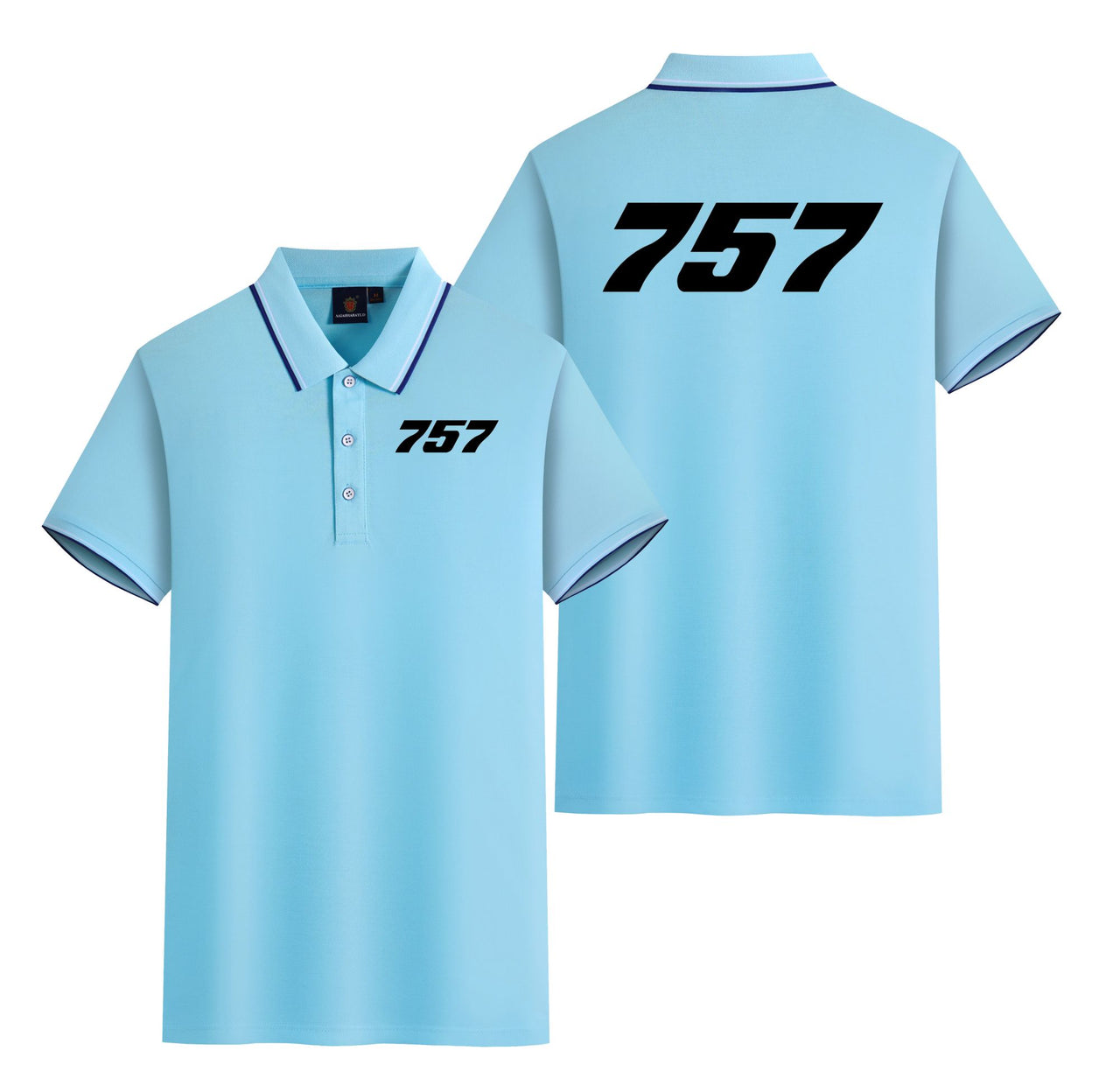 757 Flat Text Designed Stylish Polo T-Shirts (Double-Side)