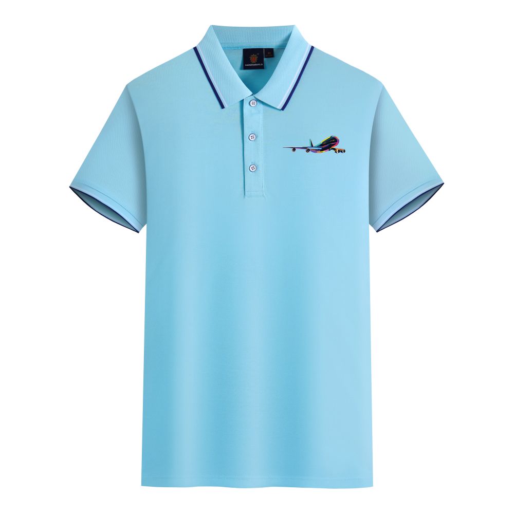 Multicolor Airplane Designed Stylish Polo T-Shirts