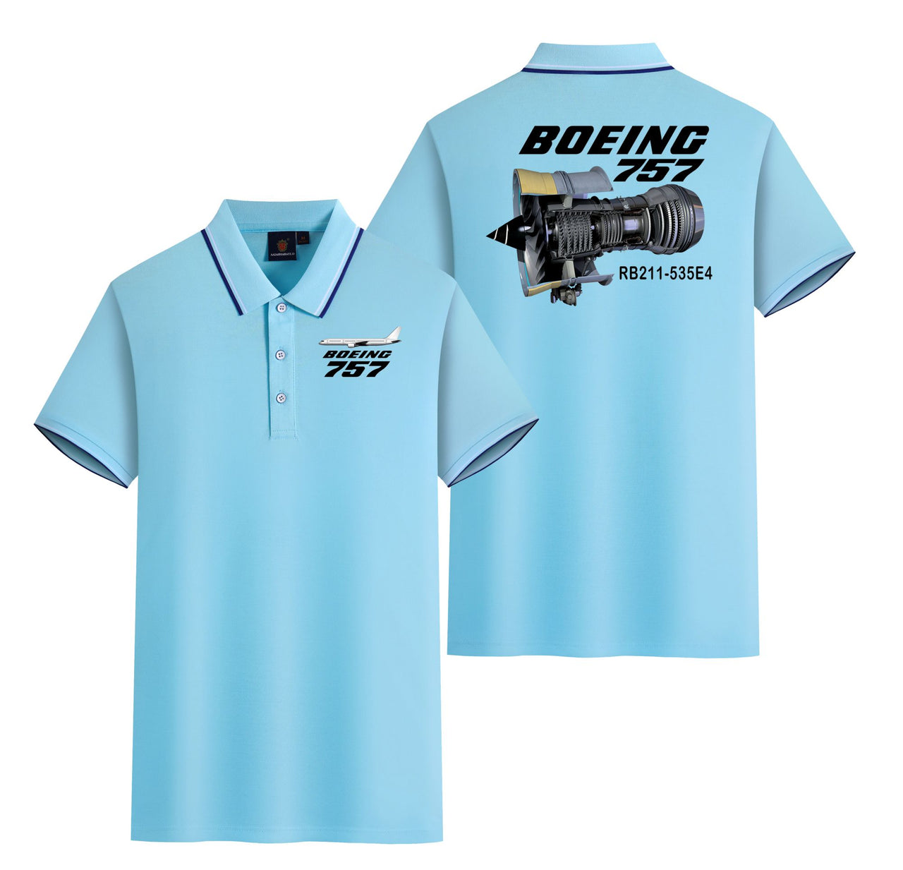 Boeing 757 & Rolls Royce Engine (RB211) Designed Stylish Polo T-Shirts (Double-Side)