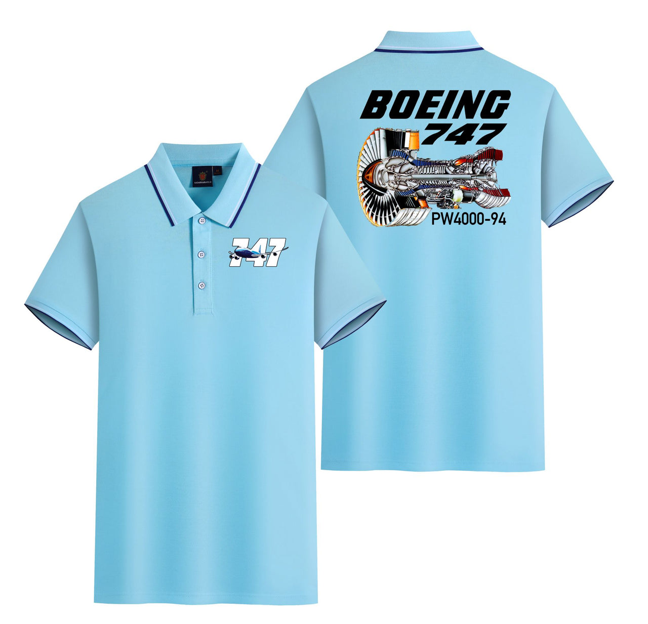 Boeing 747 & PW4000-94 Engine Designed Stylish Polo T-Shirts (Double-Side)