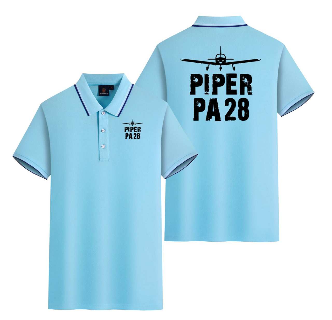 Piper PA28 & Plane Designed Stylish Polo T-Shirts (Double-Side)