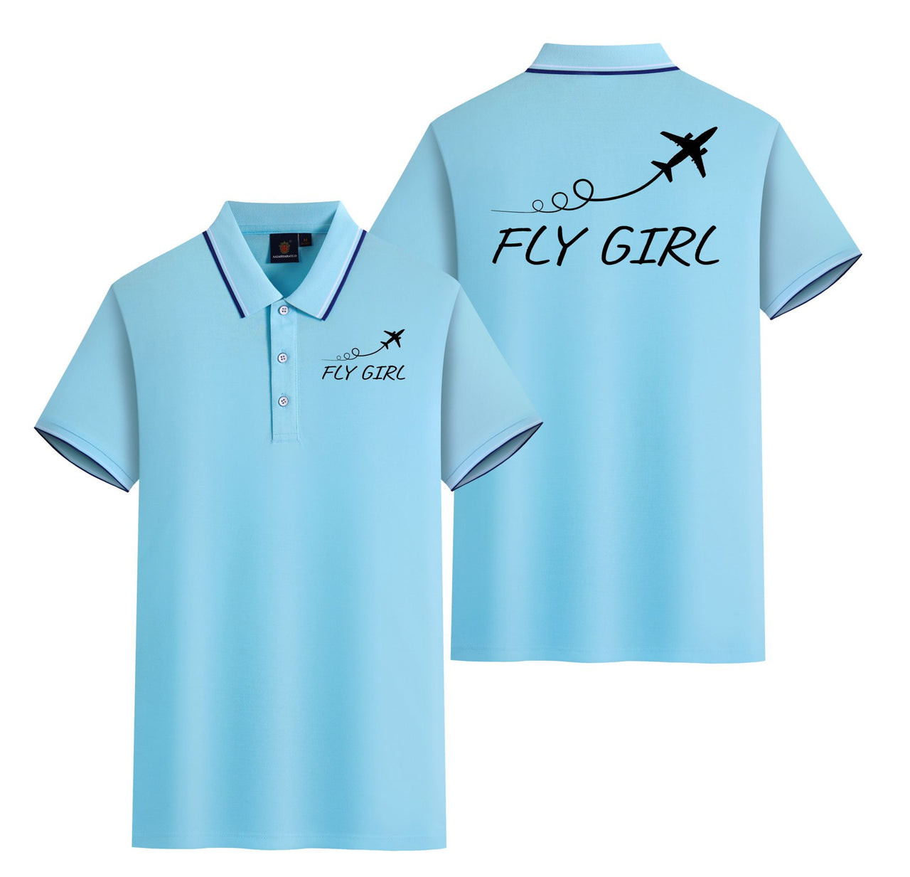 Just Fly It & Fly Girl Designed Stylish Polo T-Shirts (Double-Side)