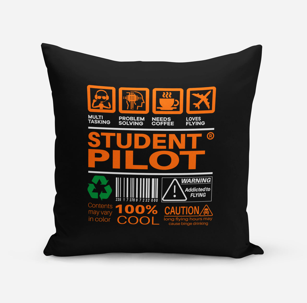 Student Pilot Label Designed Pillows