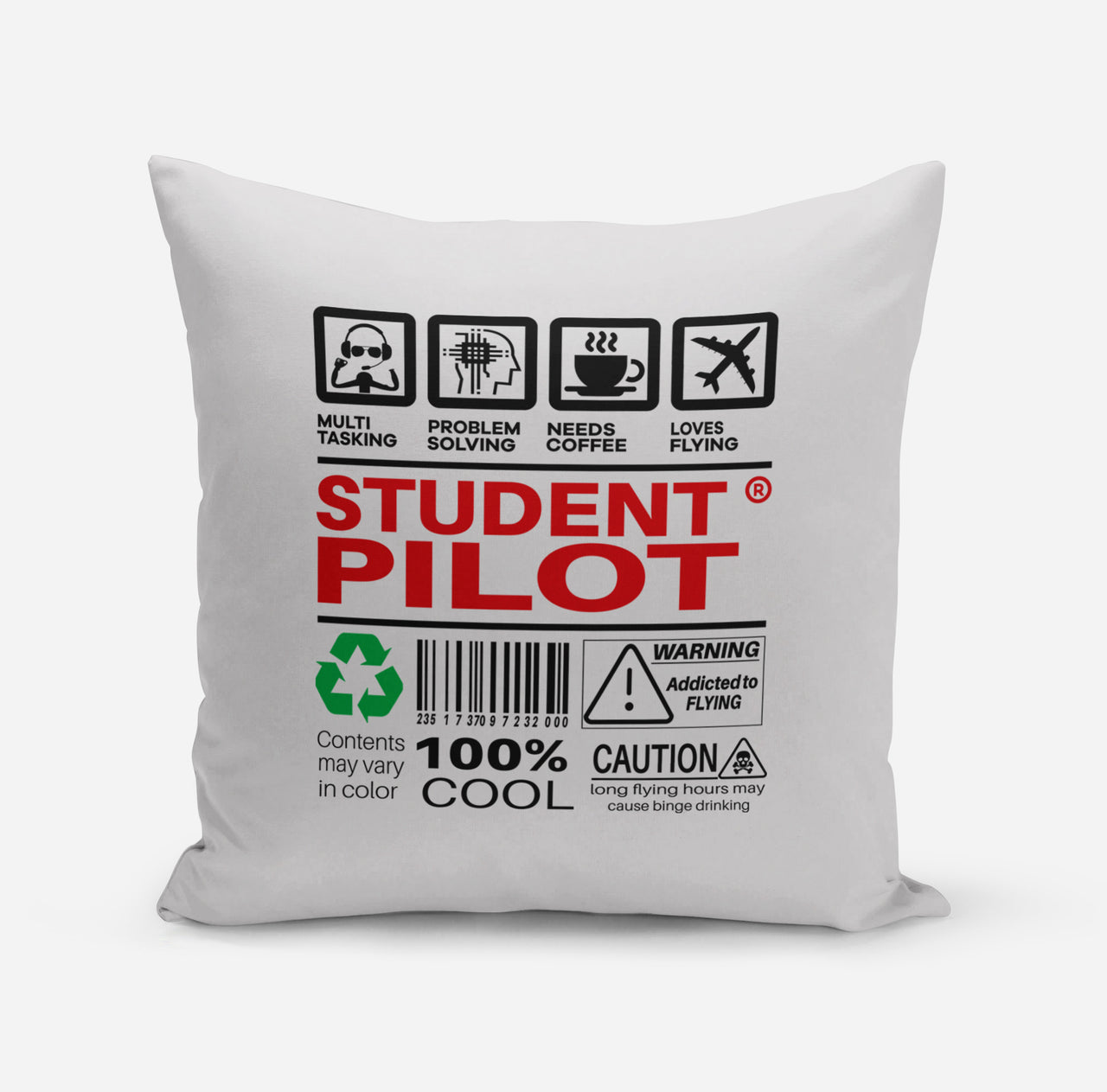 Student Pilot Label Designed Pillows