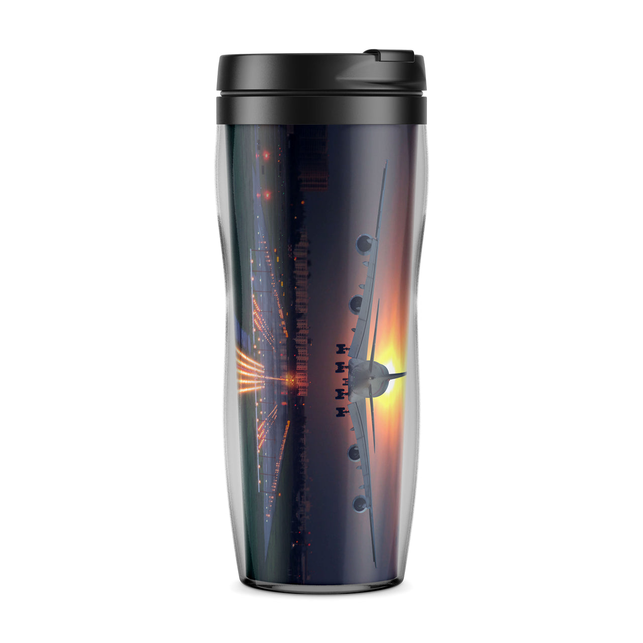 Super Airbus A380 Landing During Sunset Designed Travel Mugs