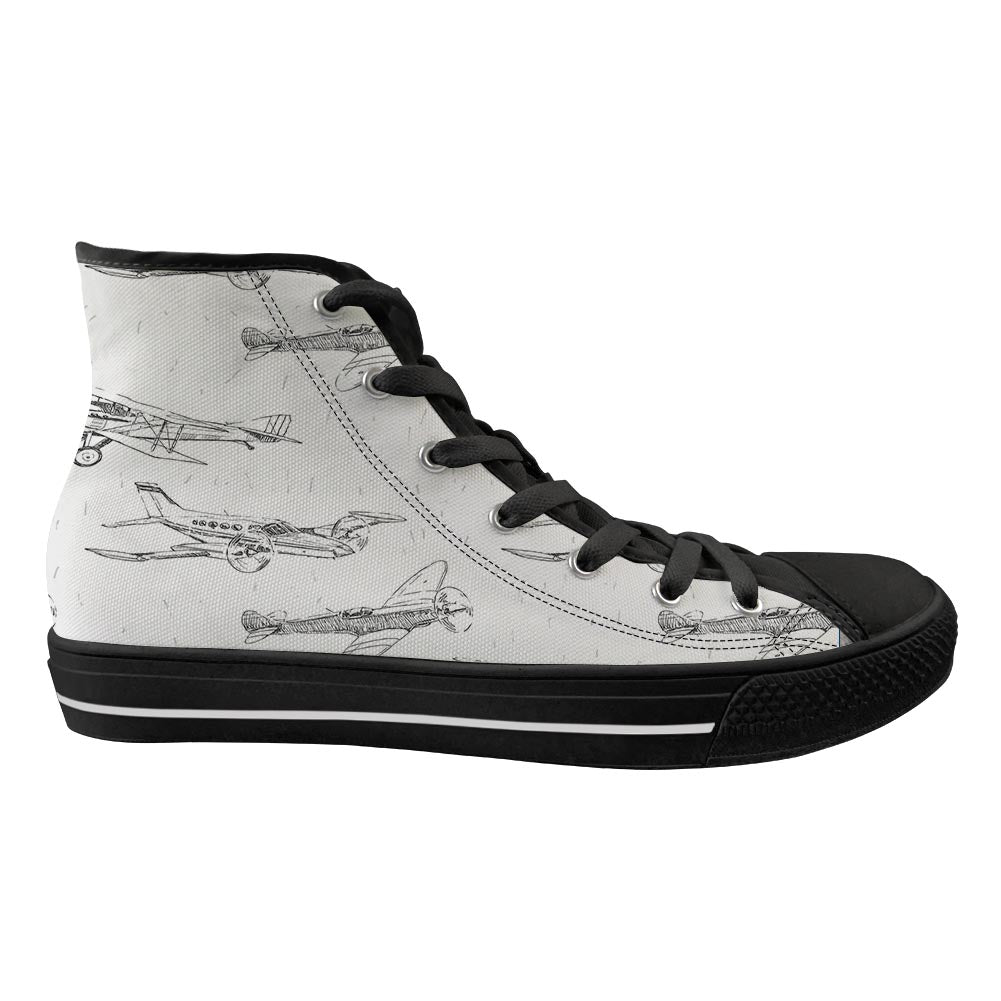 Super Aircrafts Designed Long Canvas Shoes (Men)