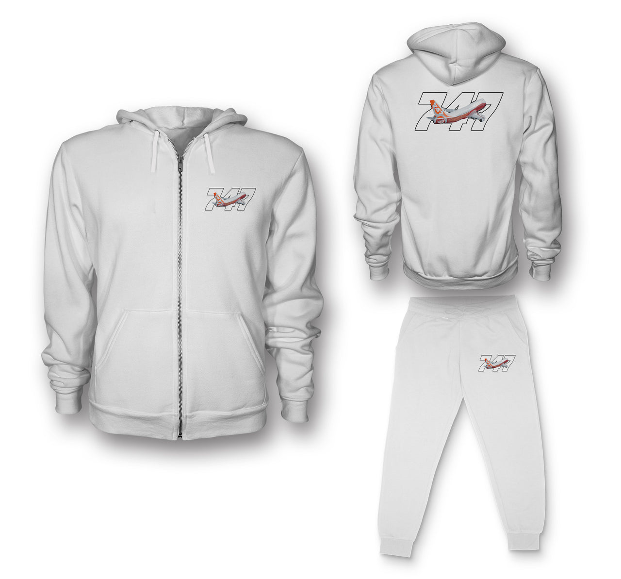 Super Boeing 747 Intercontinental Designed Zipped Hoodies & Sweatpants Set