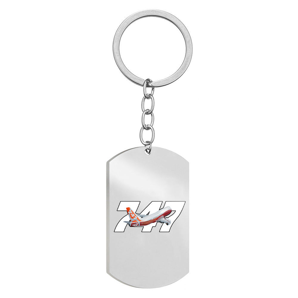 Super Boeing 747 Intercontinental Designed Stainless Steel Key Chains (Double Side)